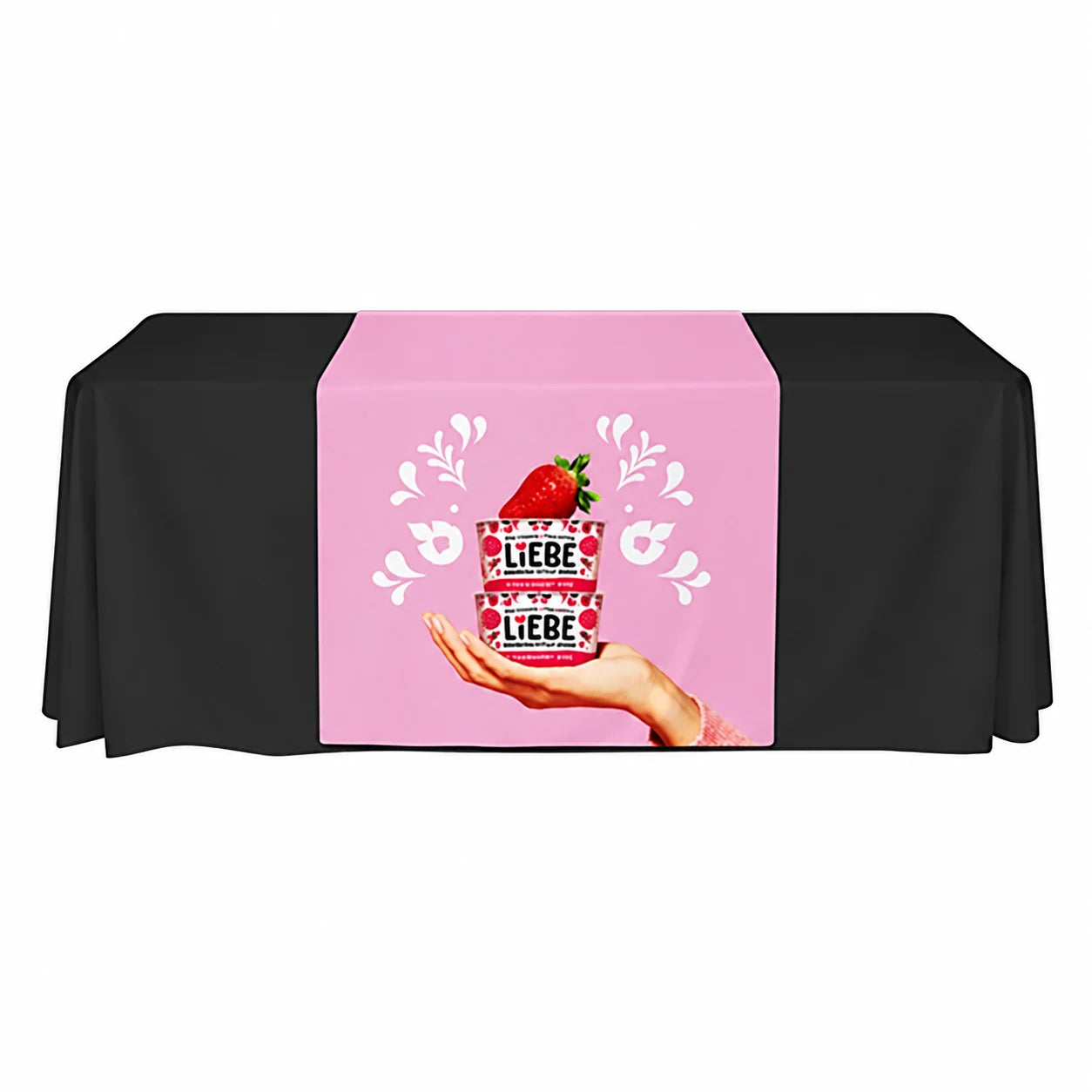 Custom Fabric Table Runners showing the available product format and example artwork