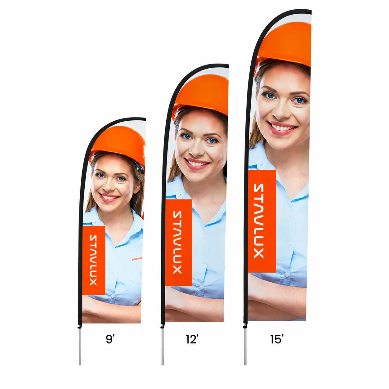 Custom Straight-Edge Flags with example event graphics