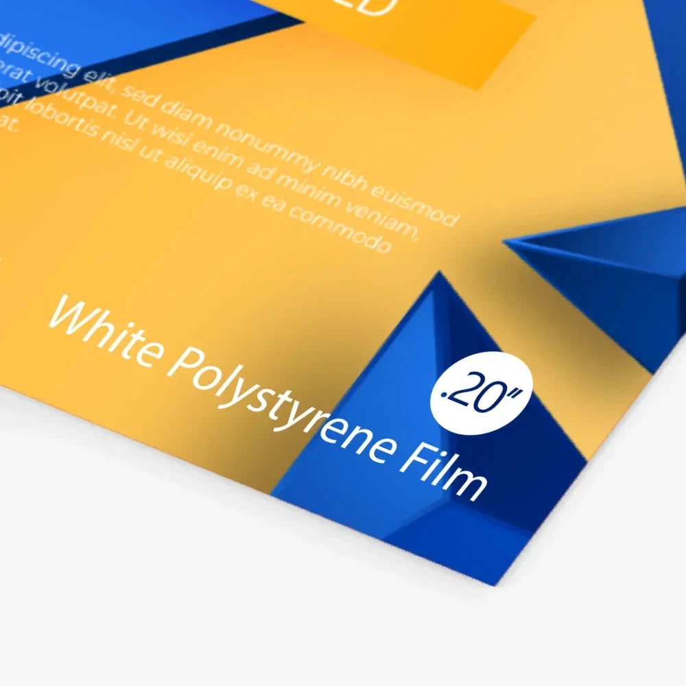 Custom Flexible Styrene Signs showing the available product format and example artwork