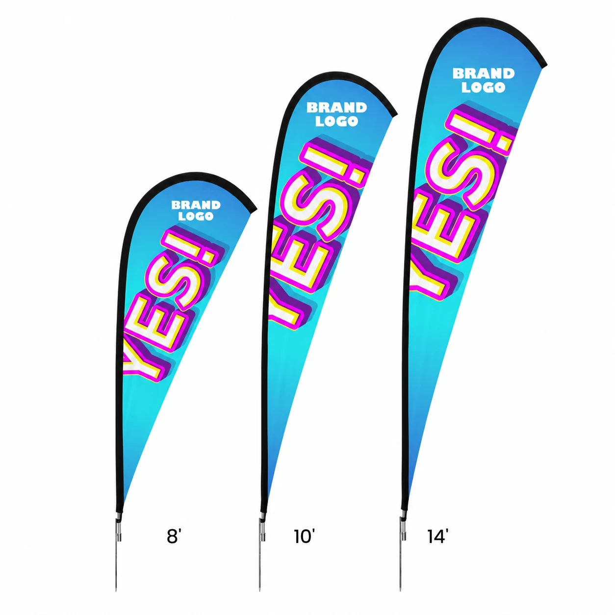 Custom Teardrop Flags with example event graphics