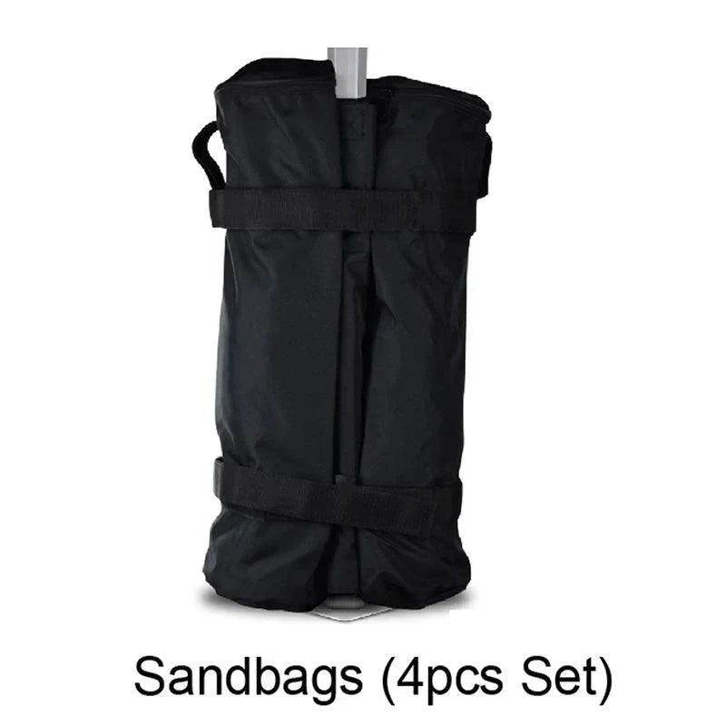 Black fillable tent sandbag with attachment straps