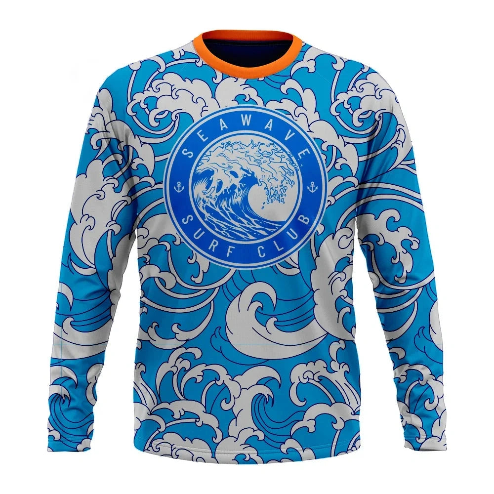 Blue patterned custom crew-neck sweatshirt