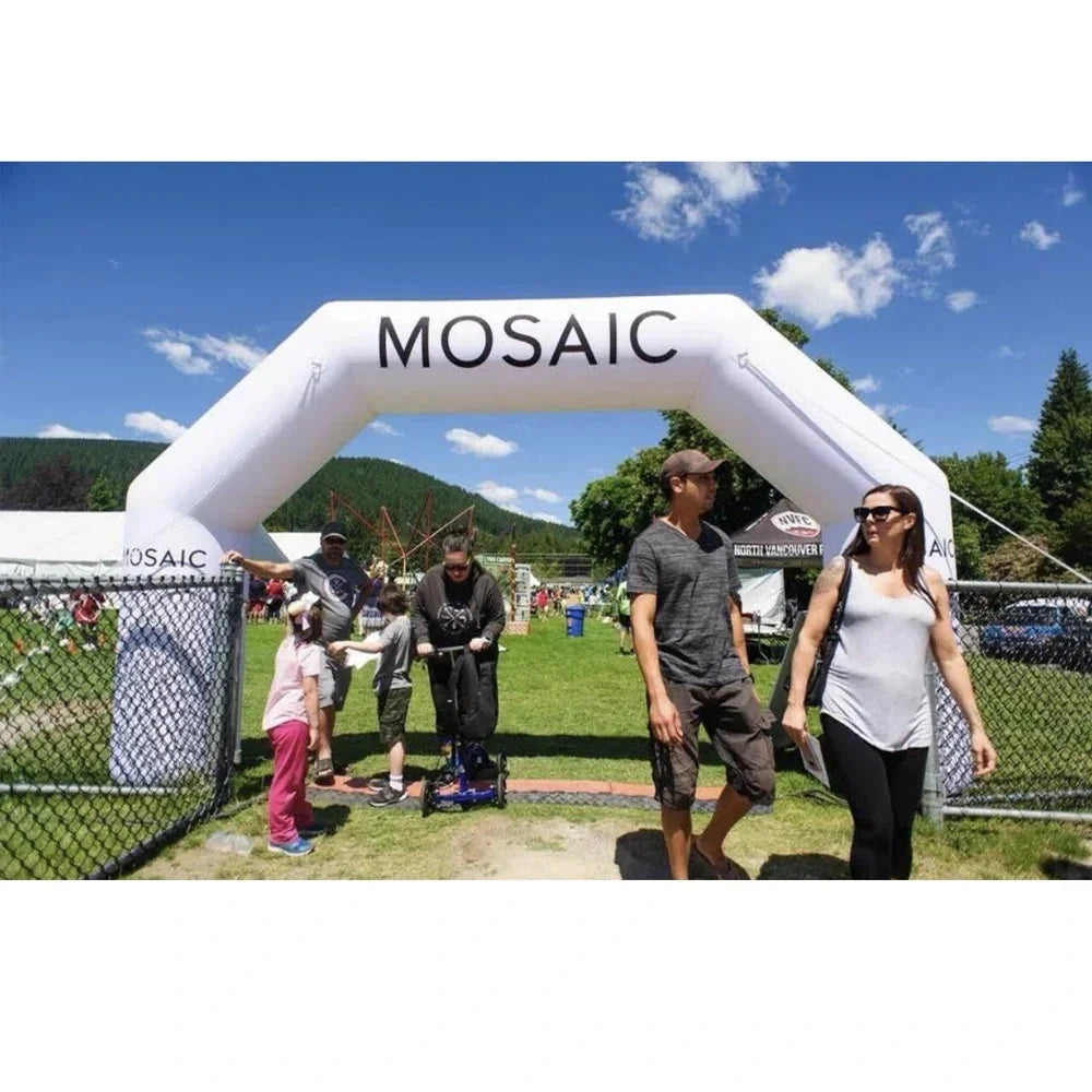 Custom Inflatable Event Arches showing the available product format and example artwork