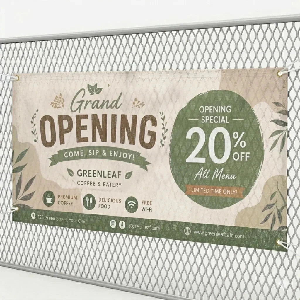 Custom Mesh Banners showing the available product format and example artwork